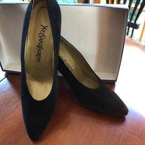 Yves Saint Laurent Black Suede Heel Size 8